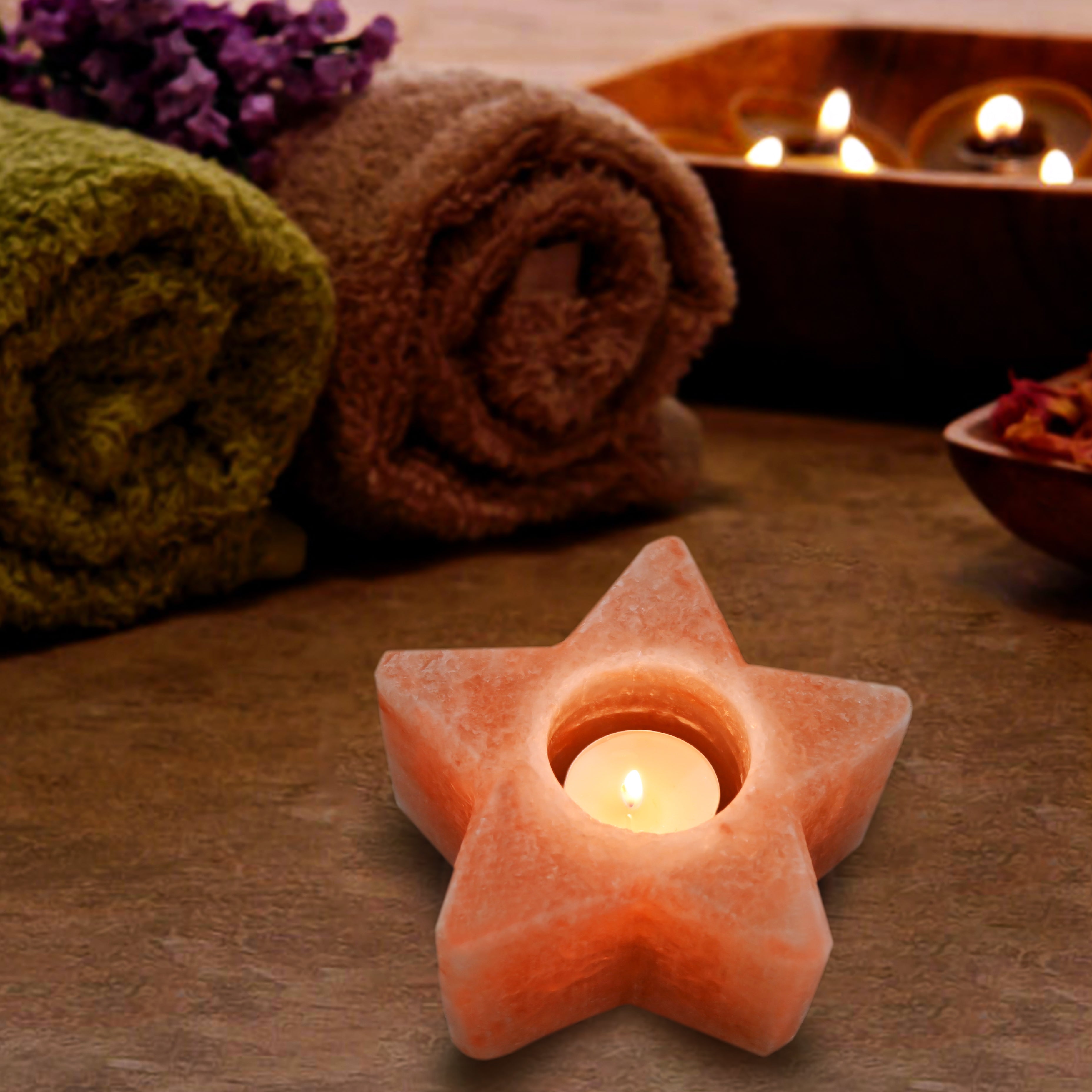 Himalayan Salt Tea Light Star Shape 2.5 inches 3.5 lbs. Best Gift Item
