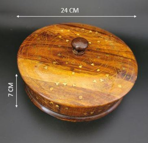 Carved Wooden - Large Five Portions Server with metal inlays