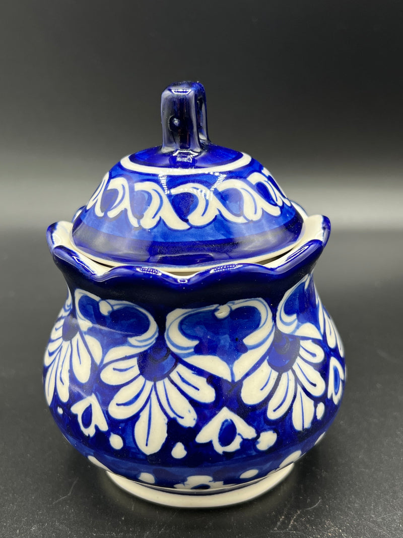 Blue Pottery - Sugar Pot with Lid