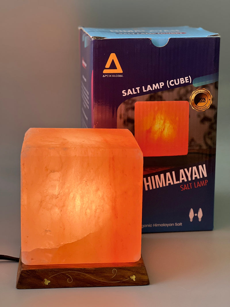 Himalayan Salt - Cube Lamp (6 inches, 10.5 lbs.) Best Gift Item