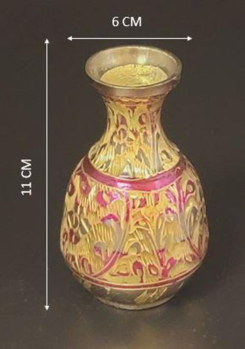 Engraved Metal - Small Colorful Vase