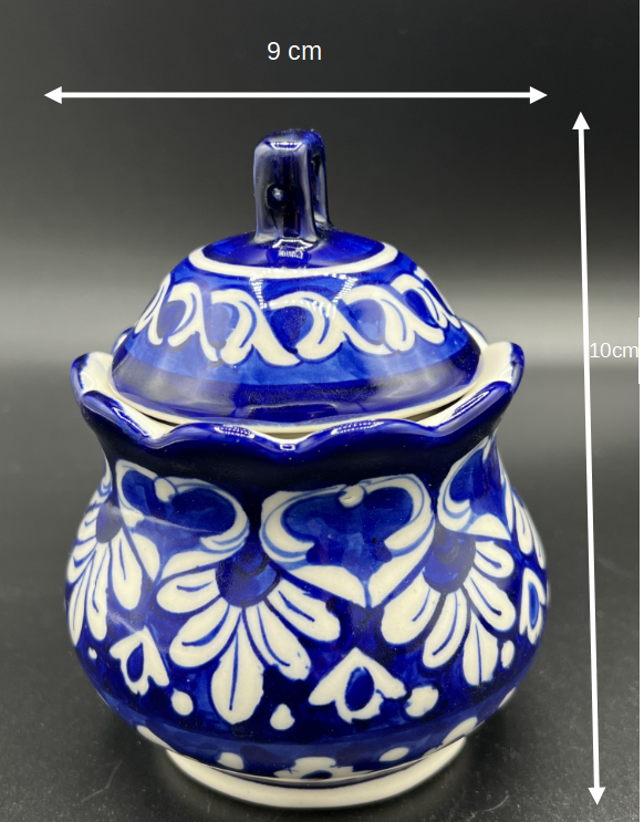 Blue Pottery - Sugar Pot with Lid