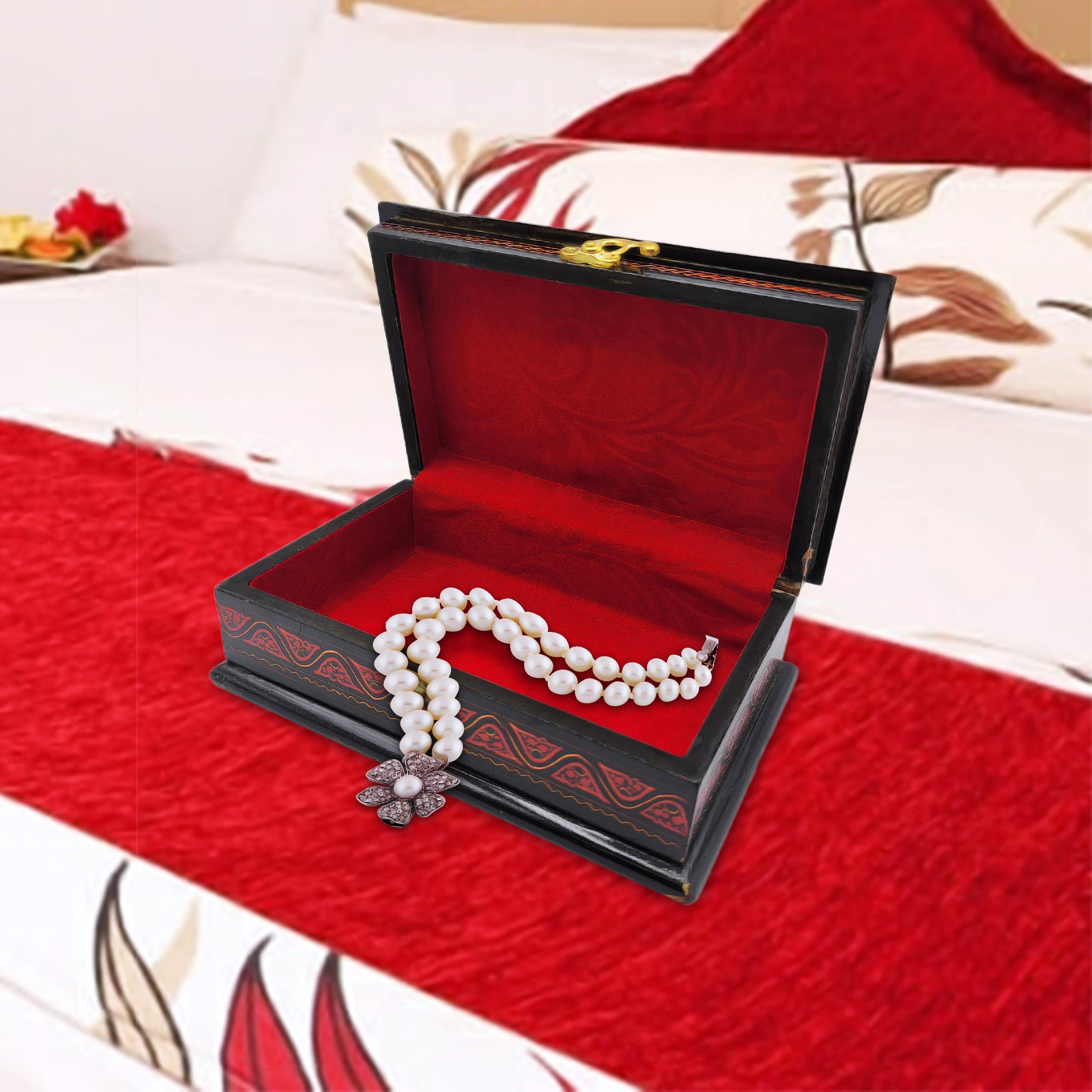 Painted Wooden Jewelry Box / Treasure Box APEXGLOBAL