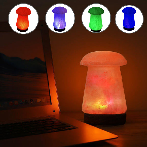 Himalayan Salt - USB Lamp Mushroom Shape (5 inches, 2 lbs.) Best Gift Item
